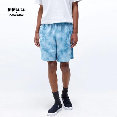 China DIDIBUBU Breathable Blue Tie Dye Shorts Double Pockets French Cotton Custom Shorts Terry Sweat Casual Shorts for sale