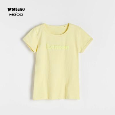 China Anti-pilling DIDIBUBU Girl T-shirt Custom Cute Puff Print Pique Cotton Summer Organic Tee Shirts for sale