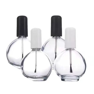 China Cosmetic Clear Nail Polish Bottle 75ml Round Shape Large Empty Glass Nail Polish Bottle With Brush for sale