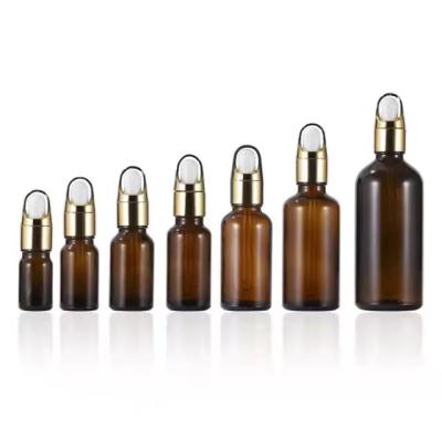 China 5ml 10ml 15ml 30ml Cosmetic Empty Dropper Bottle Amber Glass Bottle For Essential Oil for sale