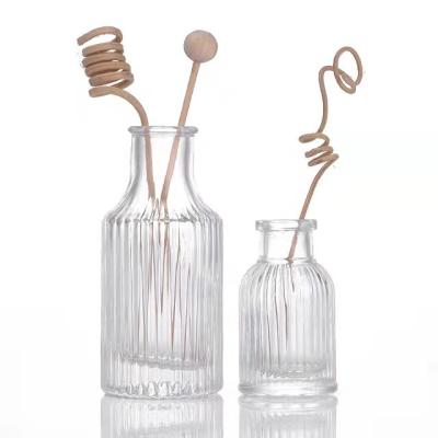 China Decorative Metal Reed Diffuser Bottle Luxury With Glass Cap Vertical Stripes 40ml 100ml 150ml 250ml Personal Care for sale