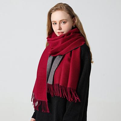 China 2021 Wholesale Plain Color Double Side Pashmina Shawls Scarf Cashmere Winter Acrylic Scarves For Women Ladies Blanket Wholesale for sale