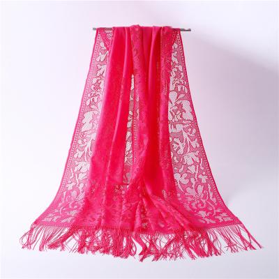 China 200*60 Organza Silk Embroidery Scarves Women Winter Hijab Floral Shawls Lace Up Wrap Poncho For Euro USA for sale