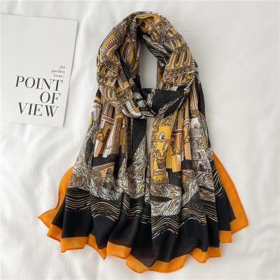 China Islamic Hijab Women Scarfs Cotton Wraps Letter Pattern Sunscreen Long Muslim Soft Fringe High Quality Canvas Viscous Shawl for sale