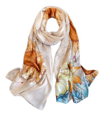 China Autumn Long Shawl Style Double-Layer 100% Women's Scarf Female Spring Handmade Silk Scarf Classic Dual-Use Floral for sale