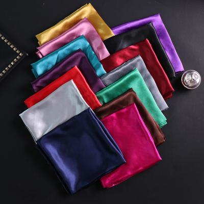 China 2021 Fashion Polyester Styles Pure Satin Large Square Color 90x90cm Silk Neck Scarf For Women Hair Scarf Wholesale Silk Hijab Square for sale