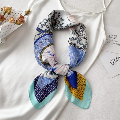 China Neck Protection 2021 Summer Fashion Office Hair Neck Hijabs Foulard Square Scarves And Wraps Women Luxury Brand Silk Scarf Small 70*70cm for sale