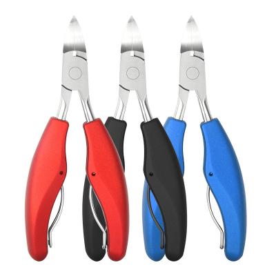 China Professional Manicure Stainless Steel Rubber Handle Sharp High Quality Black And Plastic Inveterate Nail Pliers for sale