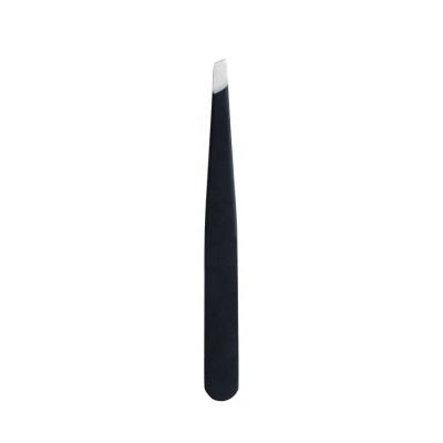 China Black Slant Tweezers Logo Cutsomization Eyebrow Classic Style Eyebrow Tweezers Wholesale High Quality Eyebrow for sale