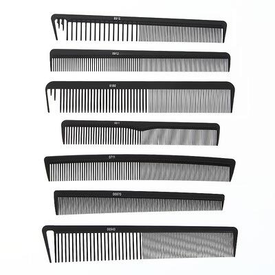 China Salon Hair Make Custom Branded High Quality Black Straight Comb Professional Salon Hair Anti-Static Carbon Fiber Comb Barber Hairbrush Set for sale