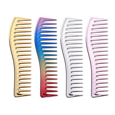 China Fashionable Appearance Hair Comb Barber Oil Hair Brush Rainbow Gradient Comb Tooth Hair Brush Tool Electroplating Wide Comb for sale