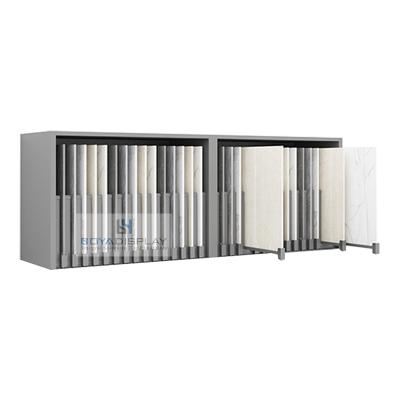 China Durable Boya Showroom Sliding Stone Type Ceramic Tile Showcase Tile Display Rack Drawer Cabinet for sale