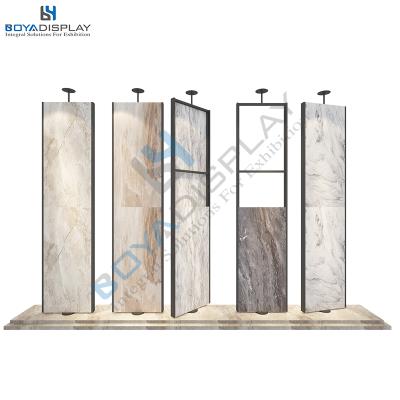 China Large Durable Chinese Wooden Rotate Display Rack Showroom Tile Display for sale