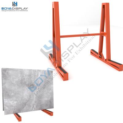 China Seamless Tubes and Pipes Stone Display Rack, Premium Steel Marble Slab Stone Quartz Rack Durable Tower Manufacture for sale