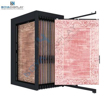 China China Supplier Durable Push & Pull Rotating Carpet Display System Stand Metal Cover Fabric Display Rack for sale