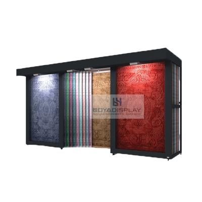 China Durable Boya Customized Display Rack Premium Material Strong Metal Carpet Cloth Cover Display Rack Cover Mat for sale