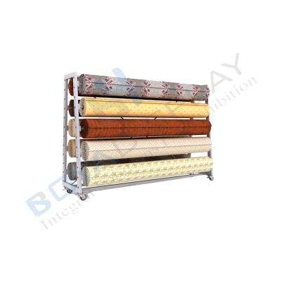 China Durable Manufacturer Carpet Cover Fabric Display System Stand Rack Roll For Showroom for sale