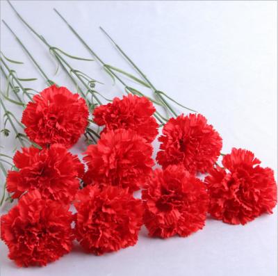 China Nature Pink Real Touch Single Stem Artificial Silk Carnations For Home Wedding for sale