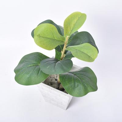 China Real Touch Nature Fig Lyrata Ficus Artificial Plant Eco-Friendly Green Fiddle Leaf Decor Potted Desk for sale