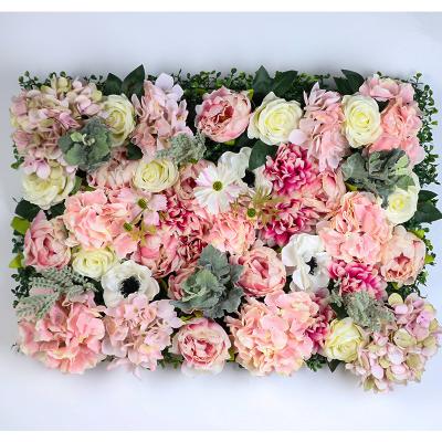 China Real Touch Nature Customized Artificial Silk Wedding Roll Up Flower Wall Rose Backdrop for sale