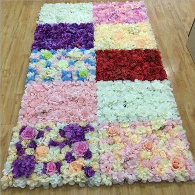 China Real Touch Nature Wedding Decoration Artificial Hydrangea Flower Wall Backdrop Panels for sale