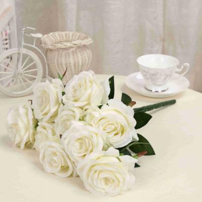 China Real Touch Nature Plant Simulation Rose Red Pink Blue Silk Rose Artificial Flower for sale