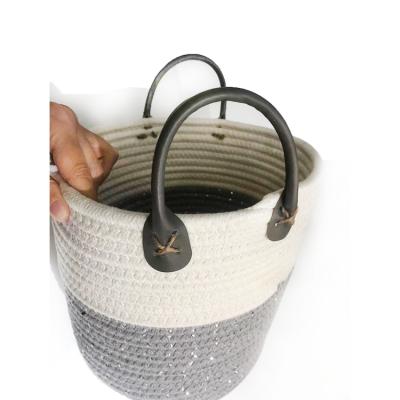 China Multi-Functional Handmade Household Storage Basket Household Toy Clothing Storage Woven Basket Cotton Woven Basket Rope Cotton Dirty Laundry Basket for sale