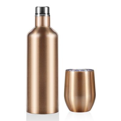 China Business 330ml&530ml Double Wall Stainless Steel Vacuum Cup Set Wine Bottle Gift Box Set for sale