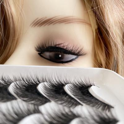 China Hot Durable Cheap Price Eyelash Set 10 Pairs 3d Synthetic Silk Vegan Eyelashes Natural Lashes for sale