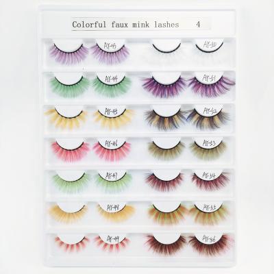 China Durable faux 3d tapered mink swath silk color whips whole sale colorful colored lash for sale