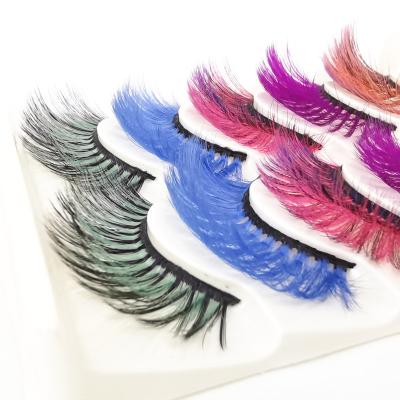 China Durable Colored Faux Mink Extra Fluffy Color Lashes Wholesale 5 Pairs 15mm 18mm Colorful Eyelash Strips for sale