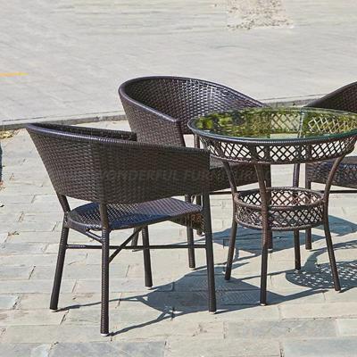 China Modern Outdoor Leisure Artifitian Table And Chair Rattan Rope Terrace Table And Chairs for sale