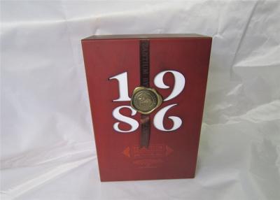 China Silk Ribbon Wine Packaging Boxes Personalized For Wedding , Red Color for sale