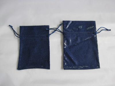 China Luxury Velvet Custom Jewelry Pouches For Necklace And Earrings , Blue Color for sale