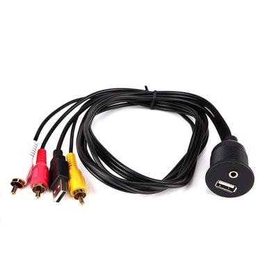 China MP3/MP4 player USB2.0&3RCA male to AUX flush extension cable. USB 2.0&3.5mm mount dash female with dash holder for car audio. for sale