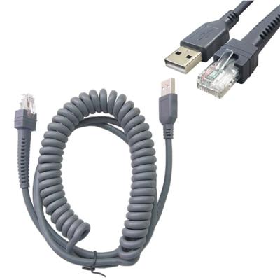 China Printer USB2.0 Spring RJ45 Coiled Data Cable 5m 6ft Barcode Scanner USB Spiral Cable For Symbol ds2208 ds3478 ds3578 CBA-U09-S15ZAR. for sale