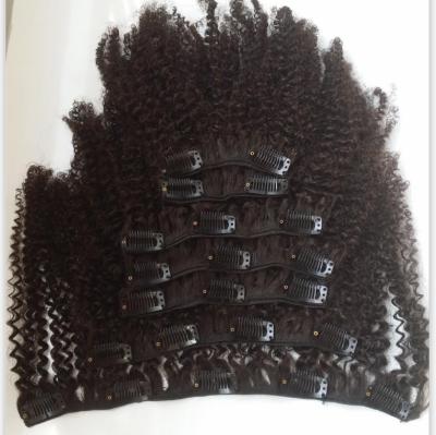 China Wholesale Kinky Curly Remy Mongolian Curly Hair Stock Clip In Hair Extension for sale