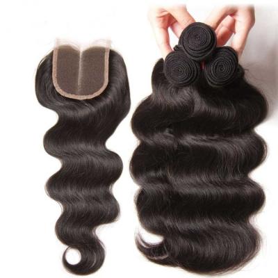 China Good Quality Natural Grade Healthy Luster 8A Virgin Peruvian Body Wave Hair Weave Bundles With Closure for sale