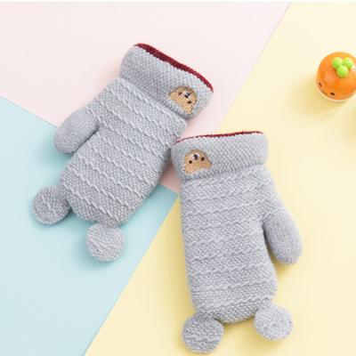 China Bear's Ear New Knitted Baby Bear With Neck And Fluffy Warm Gloves For Kids for sale