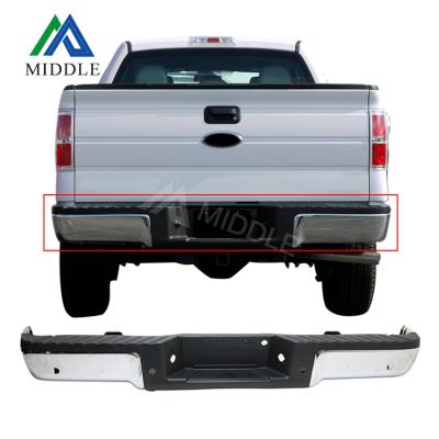 China Chrome Finish Popular American Truck Chrome Color Top Selling Iron And Plastic 4X4 Rear Bumper For Ford F150 2009-2014 for sale