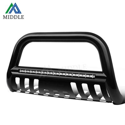 China Polished Finish 2021 Hot Sale American Truck Front Grille Brush Push Bumper Guard With Led Lights For 2004-2020 Ford F-150 for sale