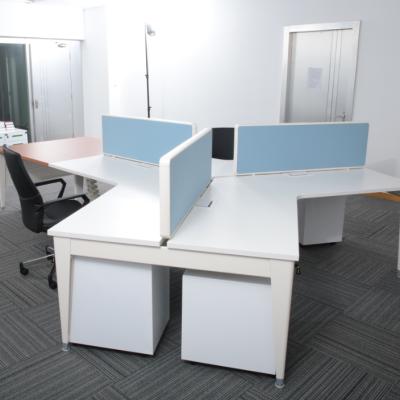 China (Height) Omni Factory Direct Sale 3 Person Adjustable 120 Degree Office Desk Workstation With Meeting Table for sale