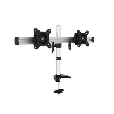 China Dual Arms Dual Computer Bracket / Desk Mount Monitor Arm , Height Adjustable Monitor Arm Bracket for sale