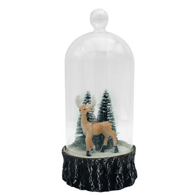 China Holiday Decorations LED Glass Dome Resin Christmas Gifts And Deer Christmas Decoration for sale