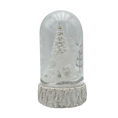 China Europe Christmas Tree Dome White Glass LED Reindeer Snow Christmas Decorations for sale