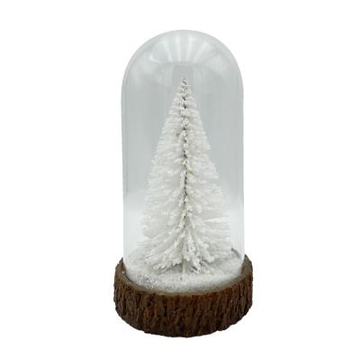 China Europe Christmas Gifts LED Glass Dome Small Snow White Christmas Tree for sale