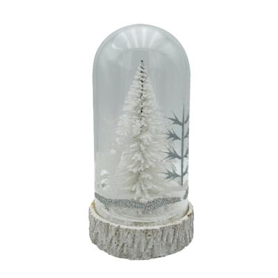 China Europe Christmas Gifts LED Small Glass Dome Reindeer Snow White Christmas Tree for sale