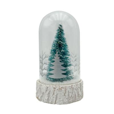 China Europe Green Christmas Tree LED Glass Dome Forest Snow Christmas Decorations for sale