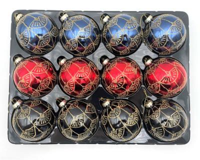 China Christmas Gifts And Holiday Decorations Glass Colorful Red Blue Black Modern Christmas Ball Around Cheap Christmas Ornament Hanging Ball for sale