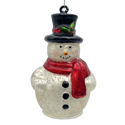 China Christmas Gifts and Holiday Decorations LED Christmas Snowman Ornament Holiday Party Table Glass Ornaments for sale